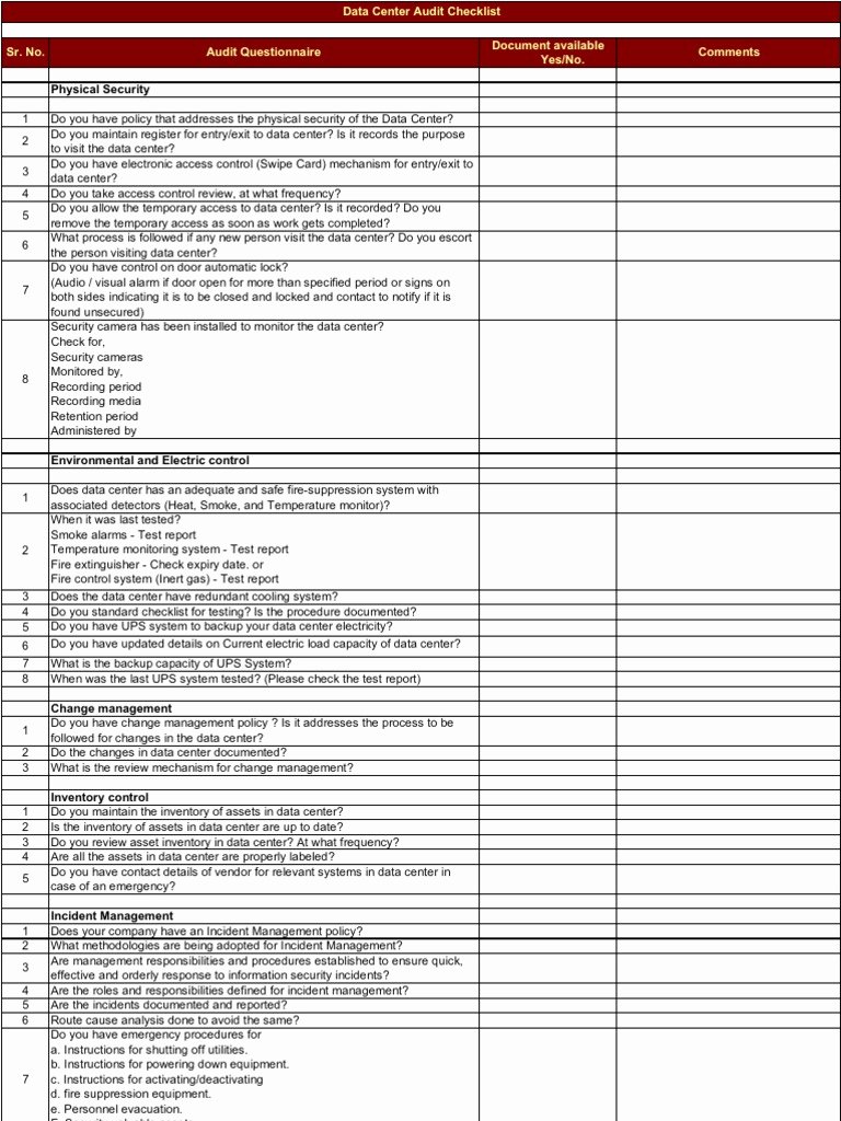 It Security Audit Checklist Template Best Of 26 Of Facility Security assessment Template