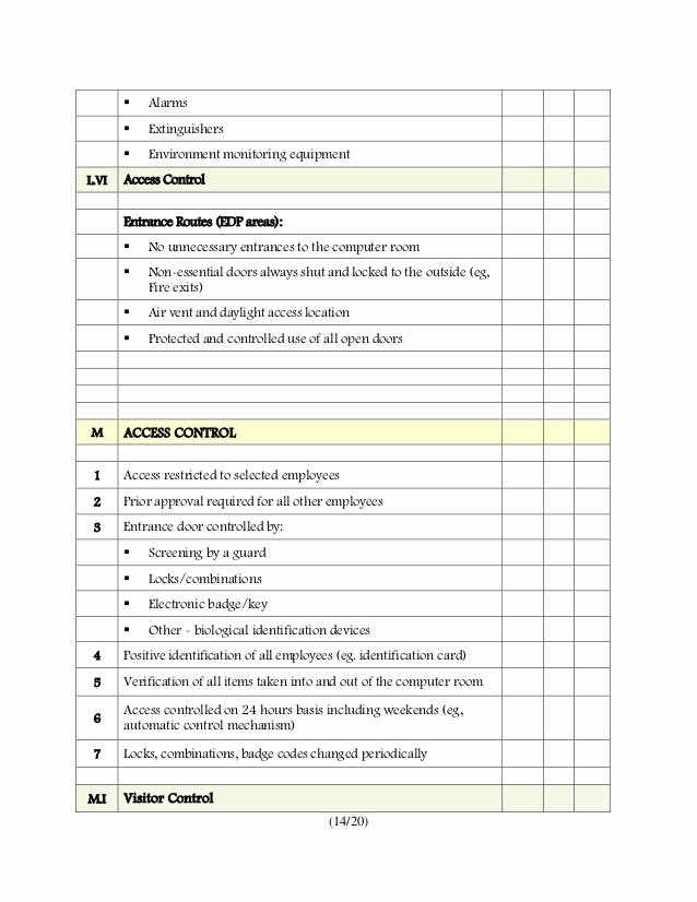 It Security Audit Checklist Template New iso Audit Checklist for Training Department Defense
