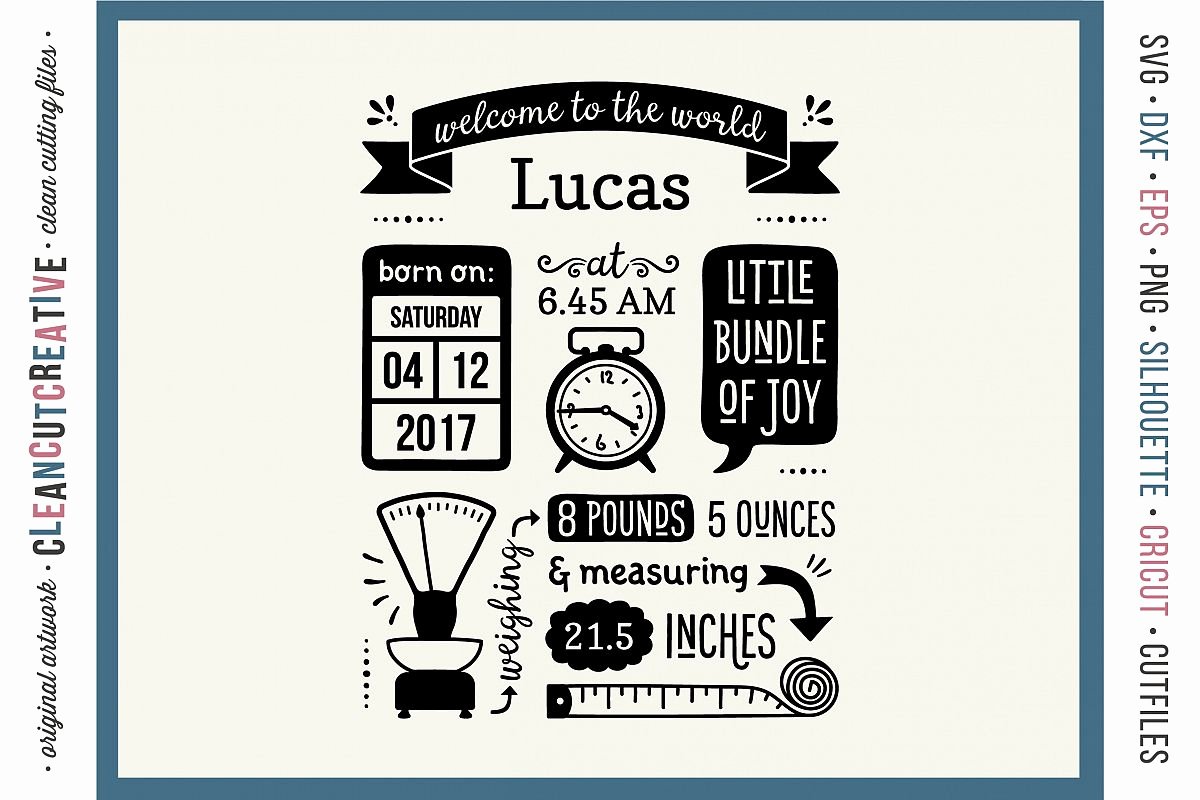 It&amp;#039;s A Boy Announcement Template Beautiful Birth Stats Template Baby Birth Announcement Svg Dxf