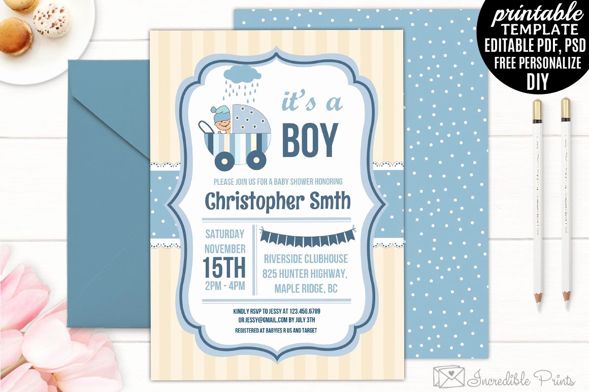 It&amp;#039;s A Boy Announcement Template Luxury Boy Baby Shower Invitation Template Invitation Templates