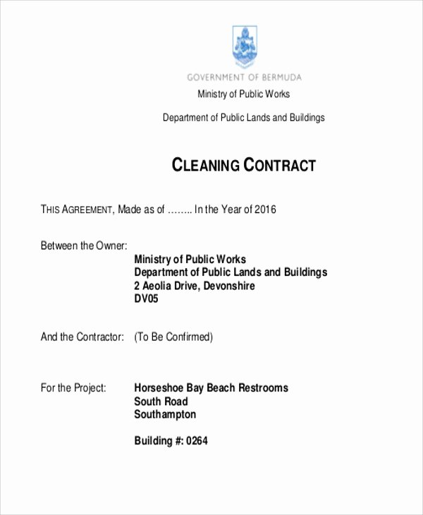 Janitorial Contract Template Beautiful 15 Cleaning Contract Templates Docs Word Pdf Apple