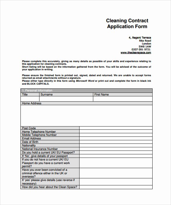 Janitorial Contract Template Elegant 10 Cleaning Contract Templates to Download for Free