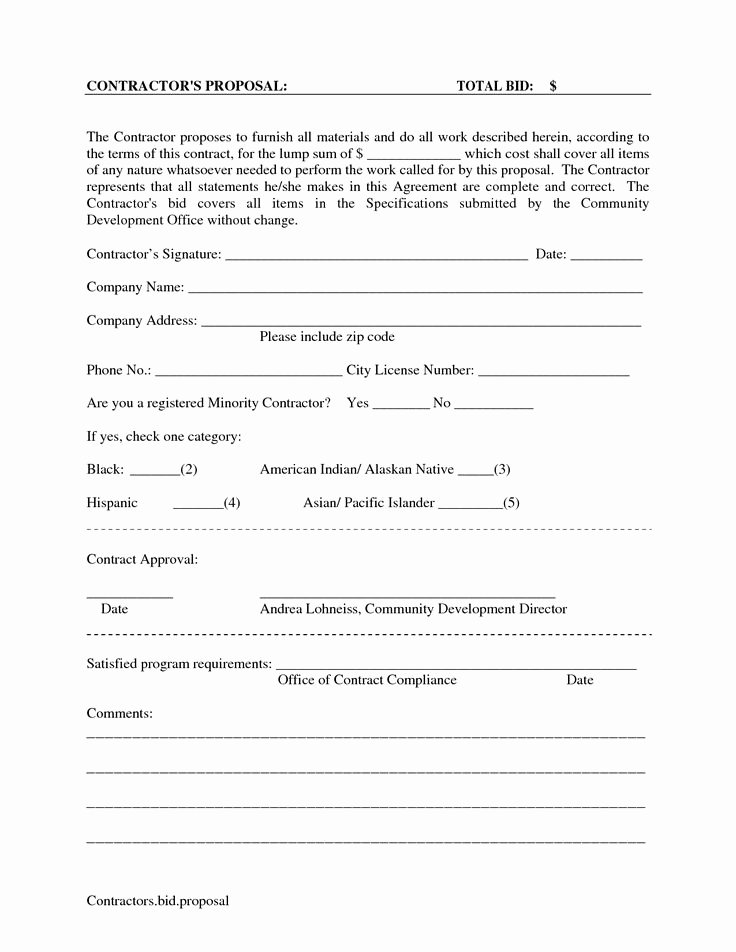 Janitorial Contract Template Unique Printable Blank Bid Proposal forms