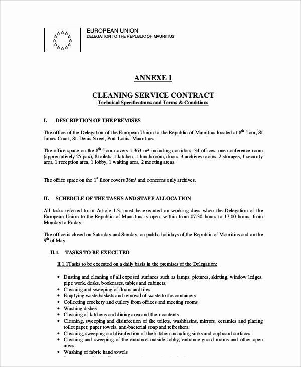 Janitorial Contracts Samples Best Of 12 Cleaning Contract Templates Docs Word Pages