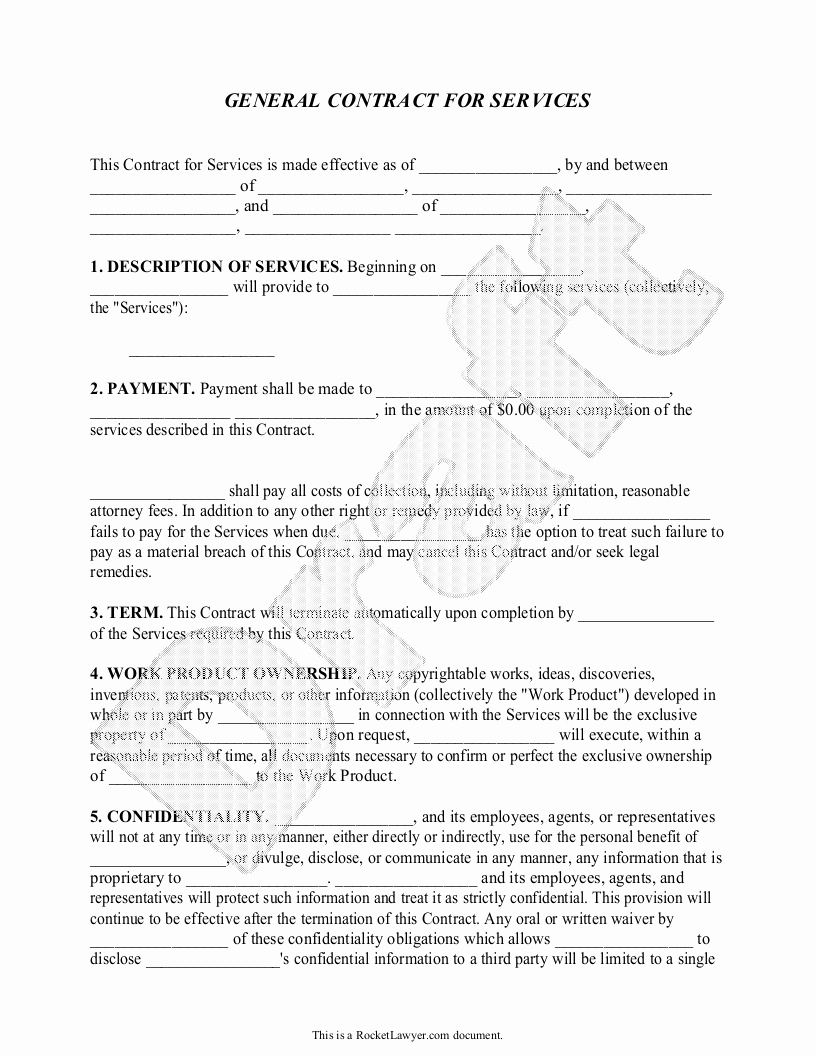 Janitorial Contracts Samples Fresh Sample General Contract for Services form Template