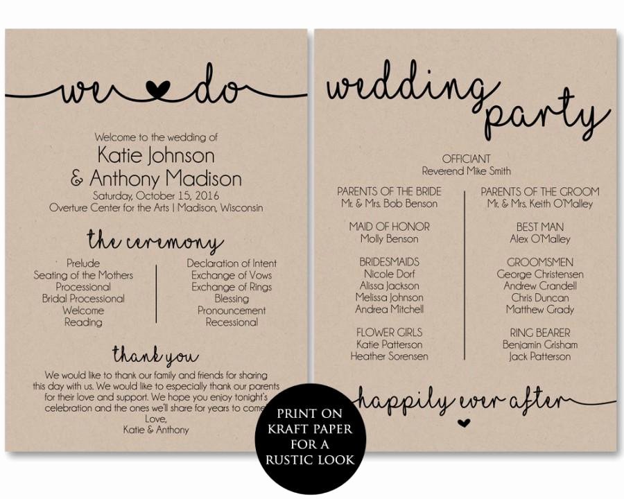 Jewish Wedding Program Template Beautiful Ceremony Program Template Printable Wedding Programs