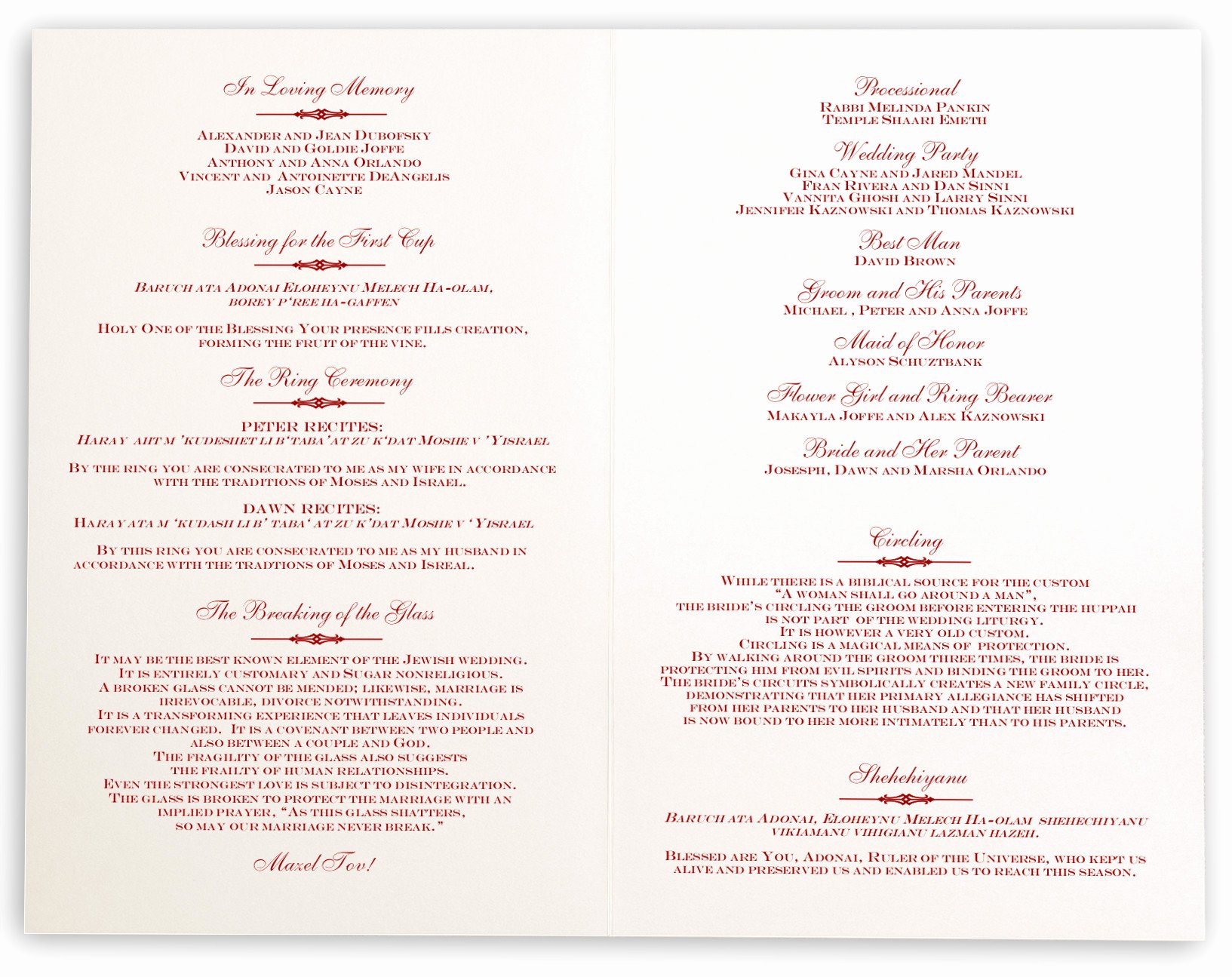 Jewish Wedding Program Template Best Of Elegance and Engravers Jewish Wedding Ceremony Program