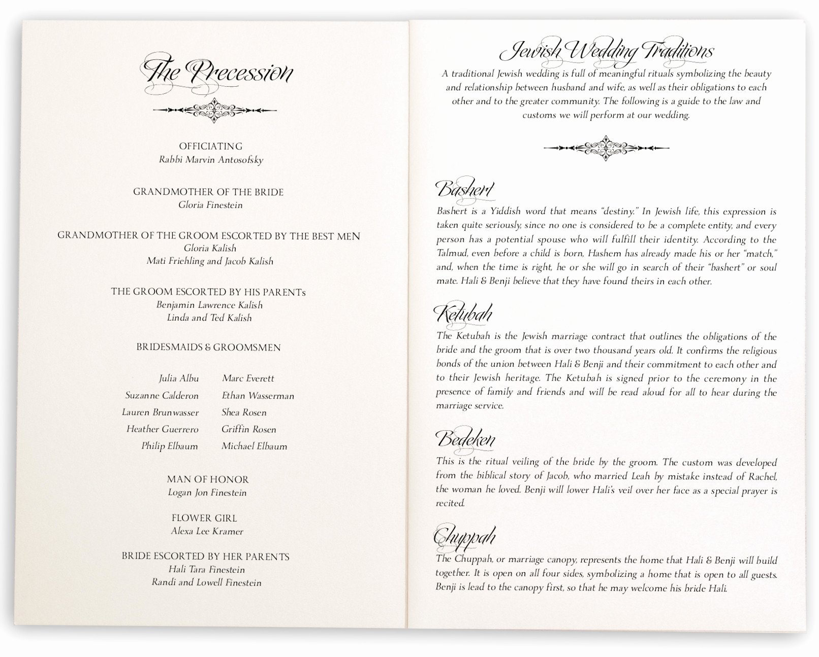 Jewish Wedding Program Template Elegant Jewish Wedding Programs and Jewish Program Wording