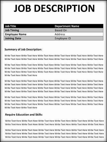 Job Advertisement Template Microsoft Word Inspirational Job Description Examples – 9 Download Free Sample form