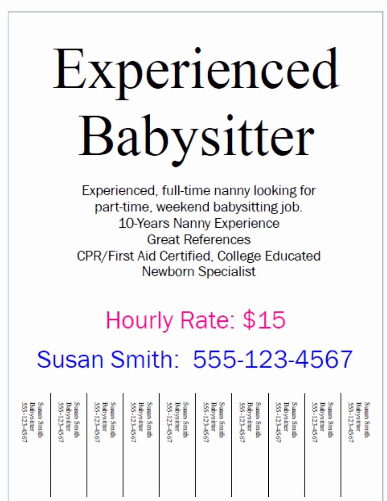 Job Advertisement Template Microsoft Word Unique Printable Babysitting Business Cards Sernidogmissse40