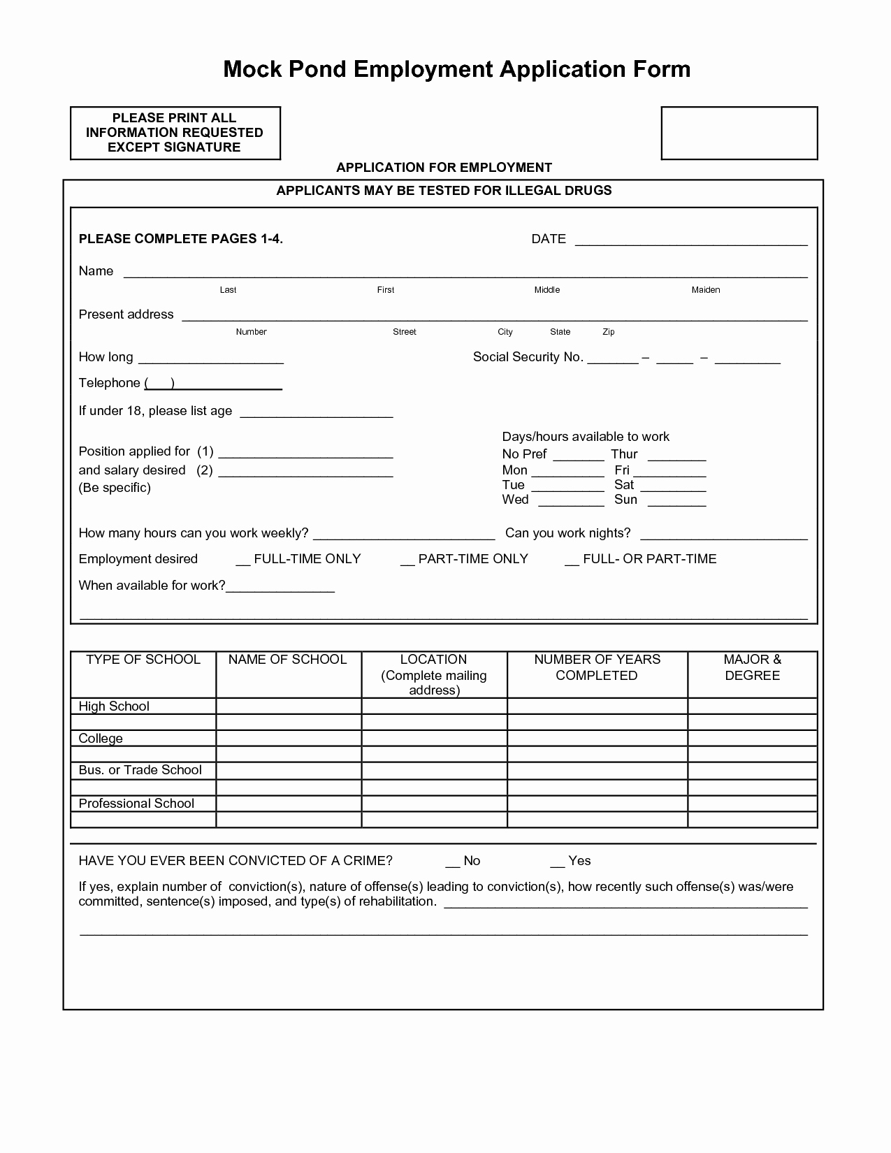 Job Application Sample Pdf Fresh Mock Job Application