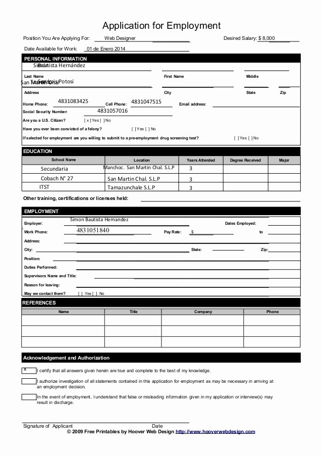 Job Applications Template Elegant Free Printable Job Application form Template form Generic