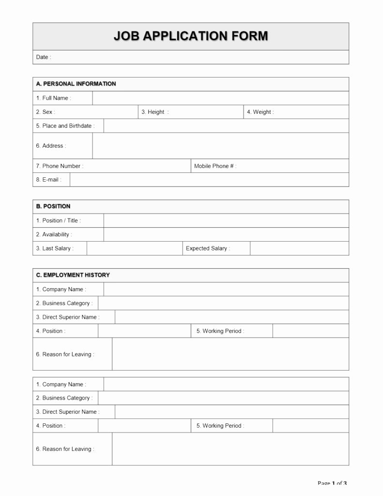 Job Applications Template Inspirational Employee Job Application form