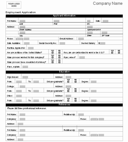 Job Applications Template Inspirational Free Printable Job Application form Template form Generic