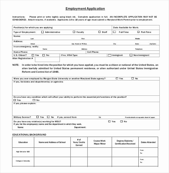 Job Applications Template Lovely 21 Employment Application Templates Pdf Doc