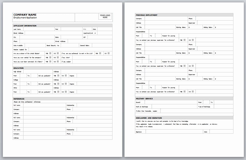 Job Applications Template Lovely Employment Application Template