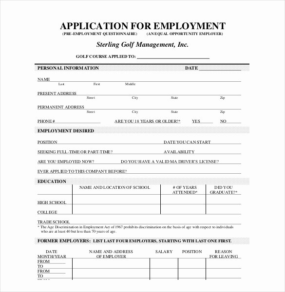 Job Applications Template Unique 21 Employment Application Templates Pdf Doc