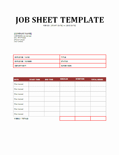 Job Cost Sheet Template Excel Beautiful Job Sheet Template