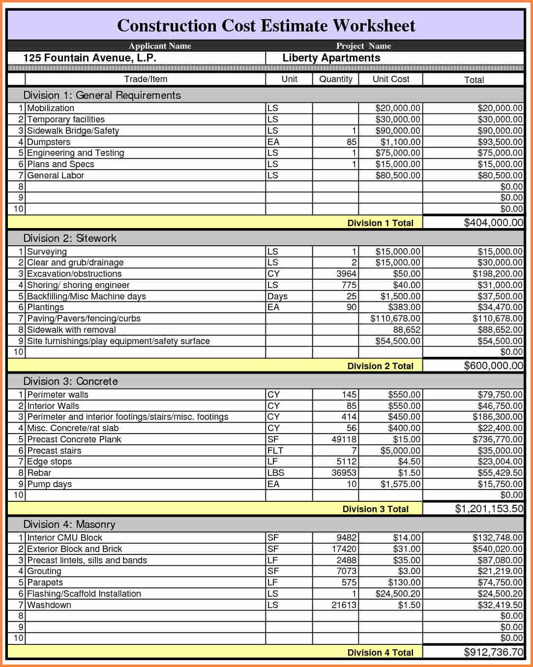 Job Cost Sheet Template Excel Best Of 9 Construction Job Costing Spreadsheet