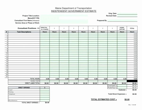 Job Cost Sheet Template Excel Lovely Job Cost Spreadsheet Template Spreadsheet Downloa Job Cost