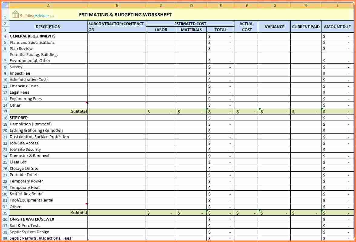 Job Cost Sheet Template Excel New 9 Construction Job Costing Spreadsheet