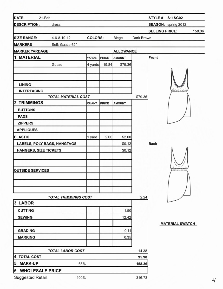 Job Cost Sheet Template Excel New Cost Sheet Fashion Industry Network