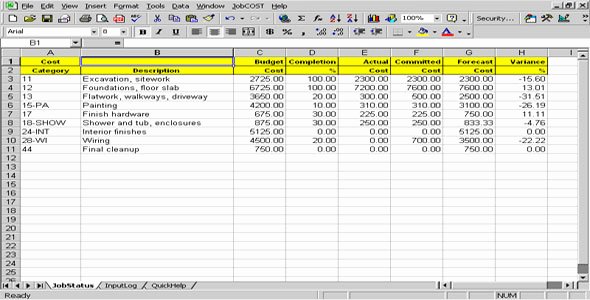 Job Cost Sheet Template Lovely Job Cost Controller Spreadsheet for Excel