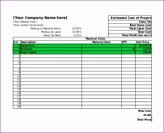 Job Cost Sheet Template New 6 Excel Job Costing Template Exceltemplates Exceltemplates