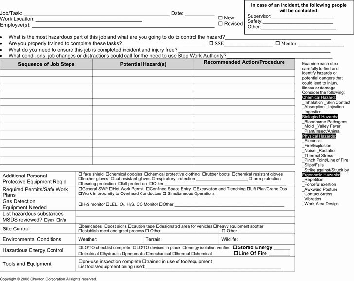 Job Hazard Analysis Template Excel Awesome Job Hazard Analysis Template Beepmunk