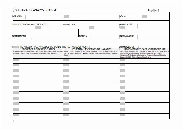 Job Hazard Analysis Template Excel Fresh Blank Job Hazard Analysis