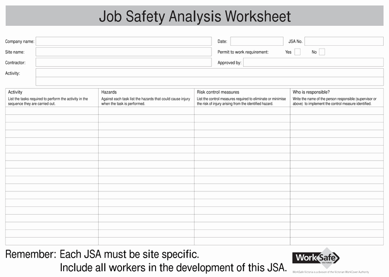 Job Hazard Analysis Template Excel Lovely Job Safety Analysis Templates 4 Free forms for Word and Pdf