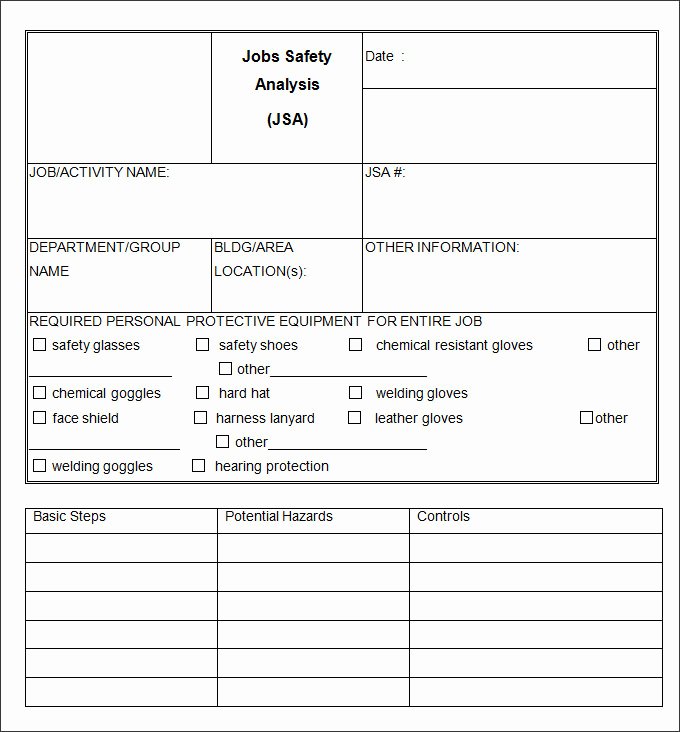 Job Hazard Analysis Template Excel New 10 Sample Job Safety Analysis Templates Pdf Doc