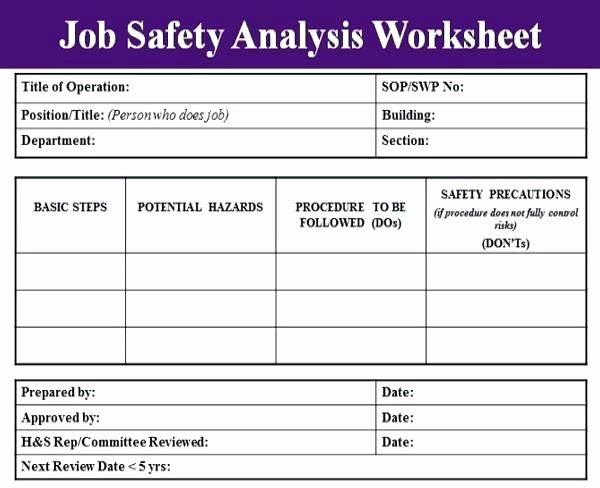 Job Hazard Analysis Template Excel Unique Job Safety Analysis Template