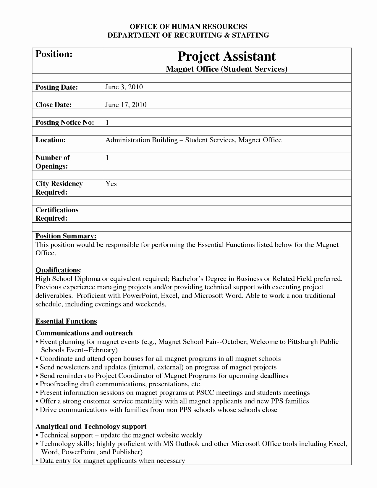 Job Posting Examples Elegant Best S Of Internal Job Posting Template Word Resume