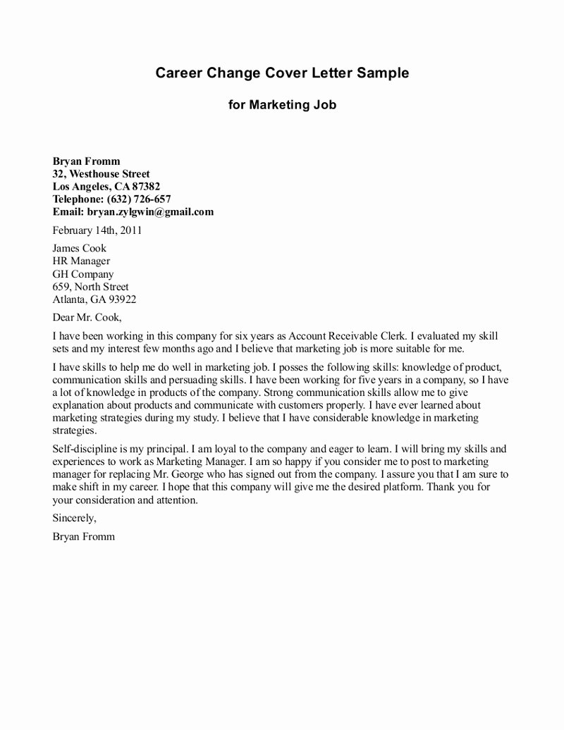 Job Transition Email Template Awesome 10 Sample Of Career Change Cover Letter