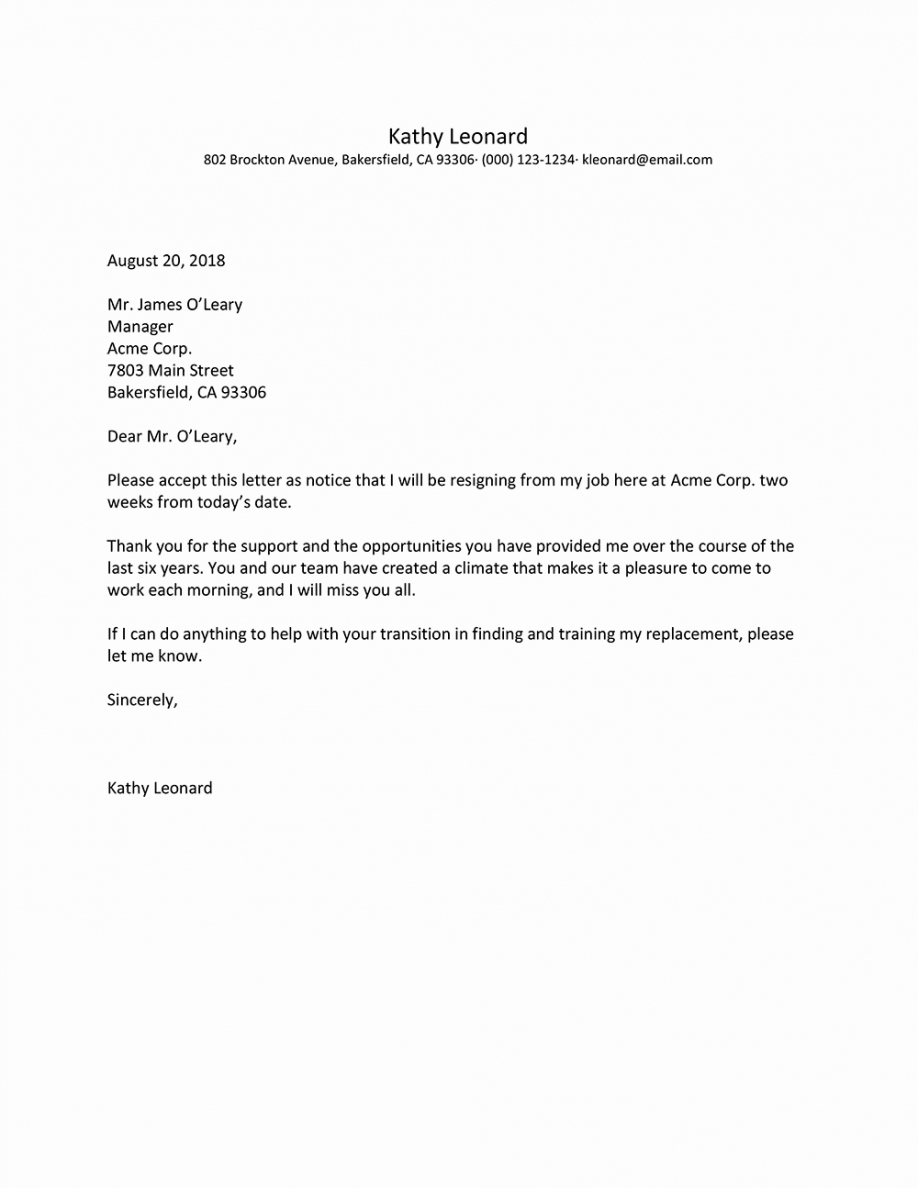 Job Transition Email Template Beautiful Employee Resignation Letter Sample Letters Examples