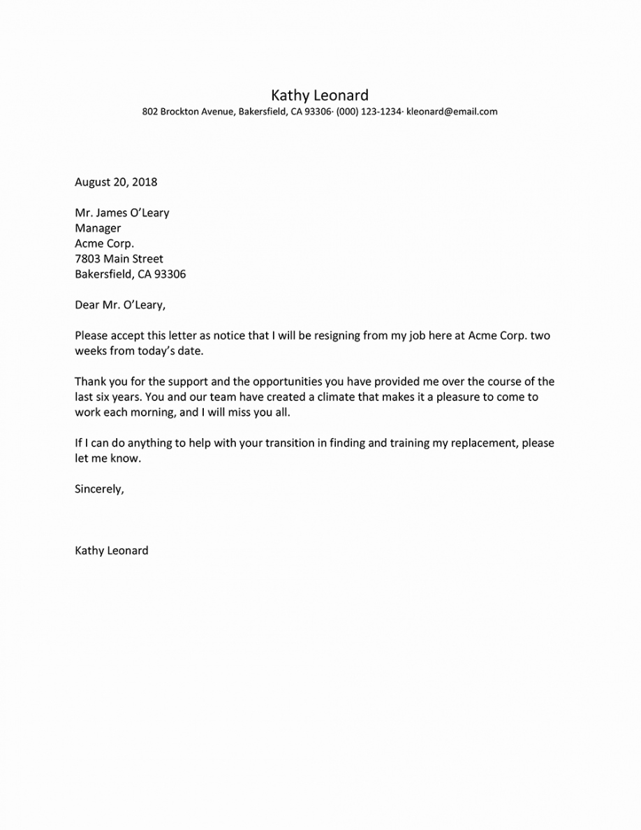 Job Transition Email Template
