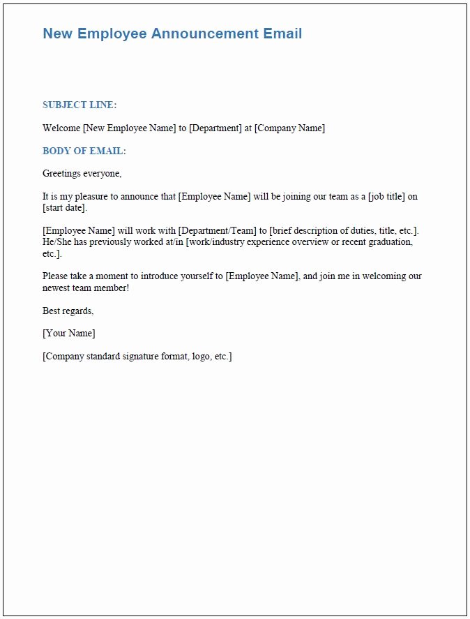 Job Transition Email Template