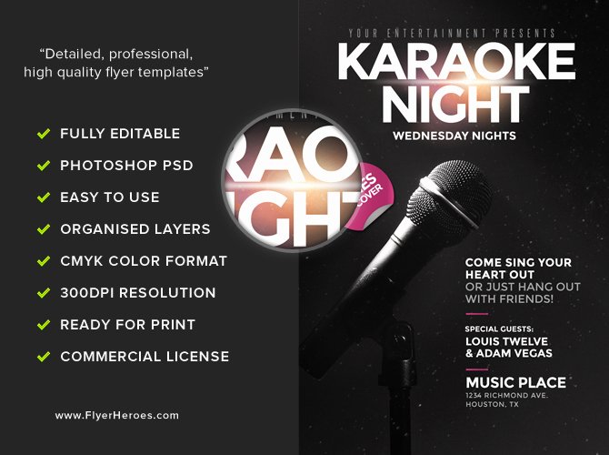 Karaoke Night Flyer Awesome Karaoke Night Flyer Template Flyerheroes