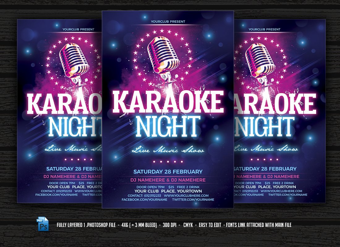 Karaoke Night Flyer Unique Karaoke Night Flyer Templates Creative Market