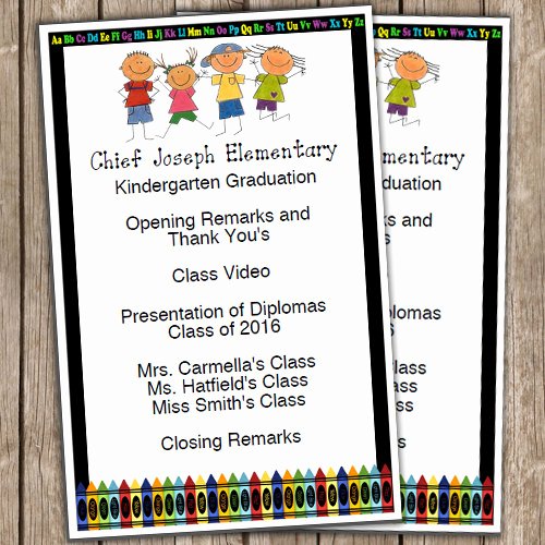 Kindergarten Graduation Program Template Free Luxury Kindergarten Graduation Half Sheet Blank Editable Program