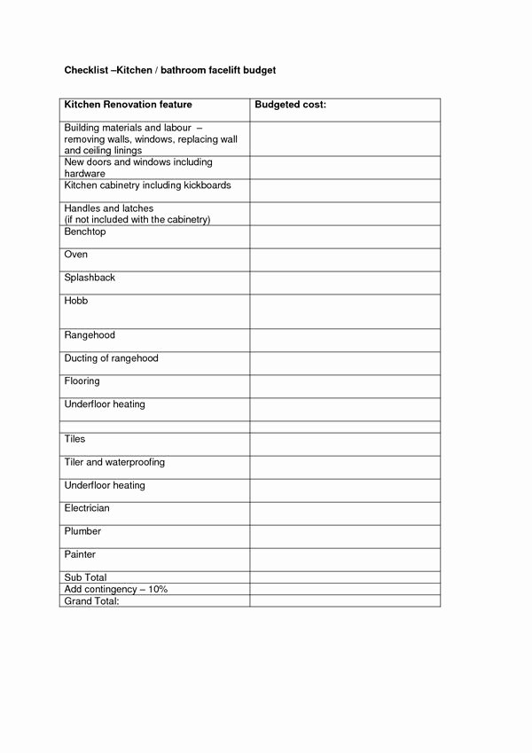 Kitchen Remodel Checklist Excel Luxury Kitchen Remodel Checklist 1
