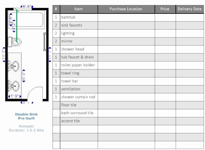 Kitchen Remodel Checklist Excel New Bathroom Remodel Checklist Home Design and Ideas