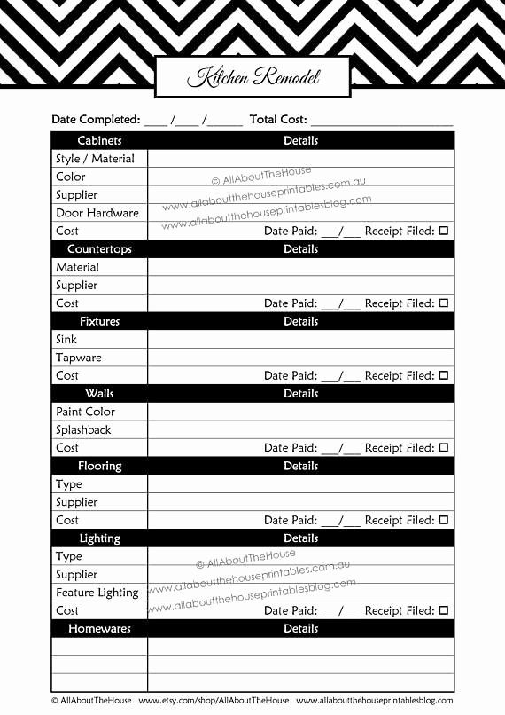 Kitchen Renovation Checklist Template Best Of Kitchen Remodel Checklist Planner Printable Renovation