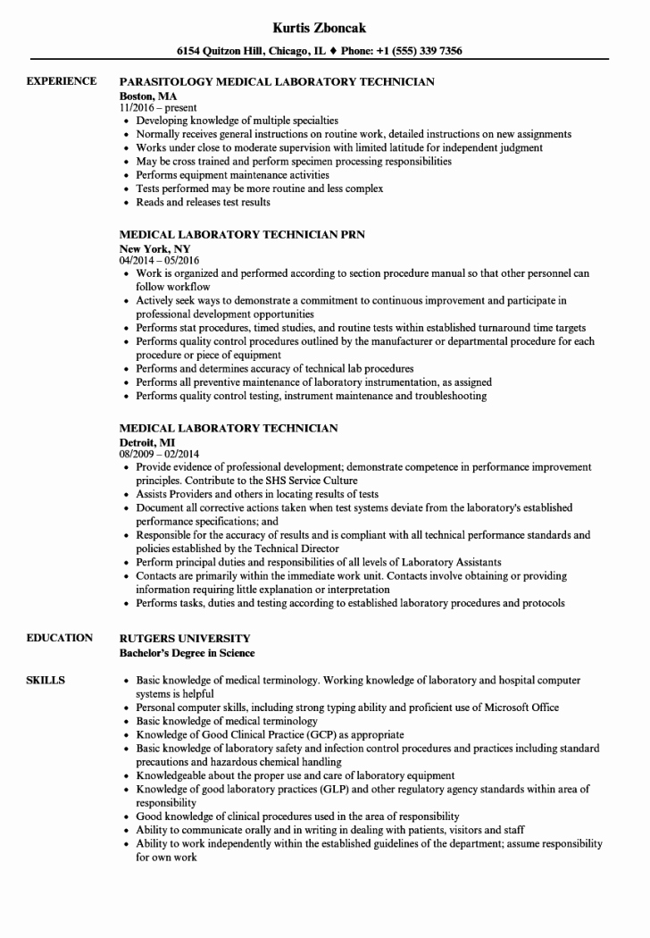 Laboratory Technician Resume Sample Beautiful Laboratory Skills Resume Lab Resumes Gagnametashortco