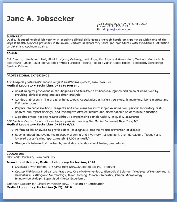 Laboratory Technician Resume Sample Best Of Sample Cv Medical Laboratory Technologist Dental Vantage