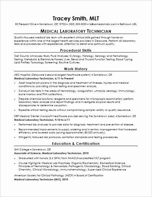 Laboratory Technician Resume Sample Lovely Entry Level Lab Technician Resume Sample