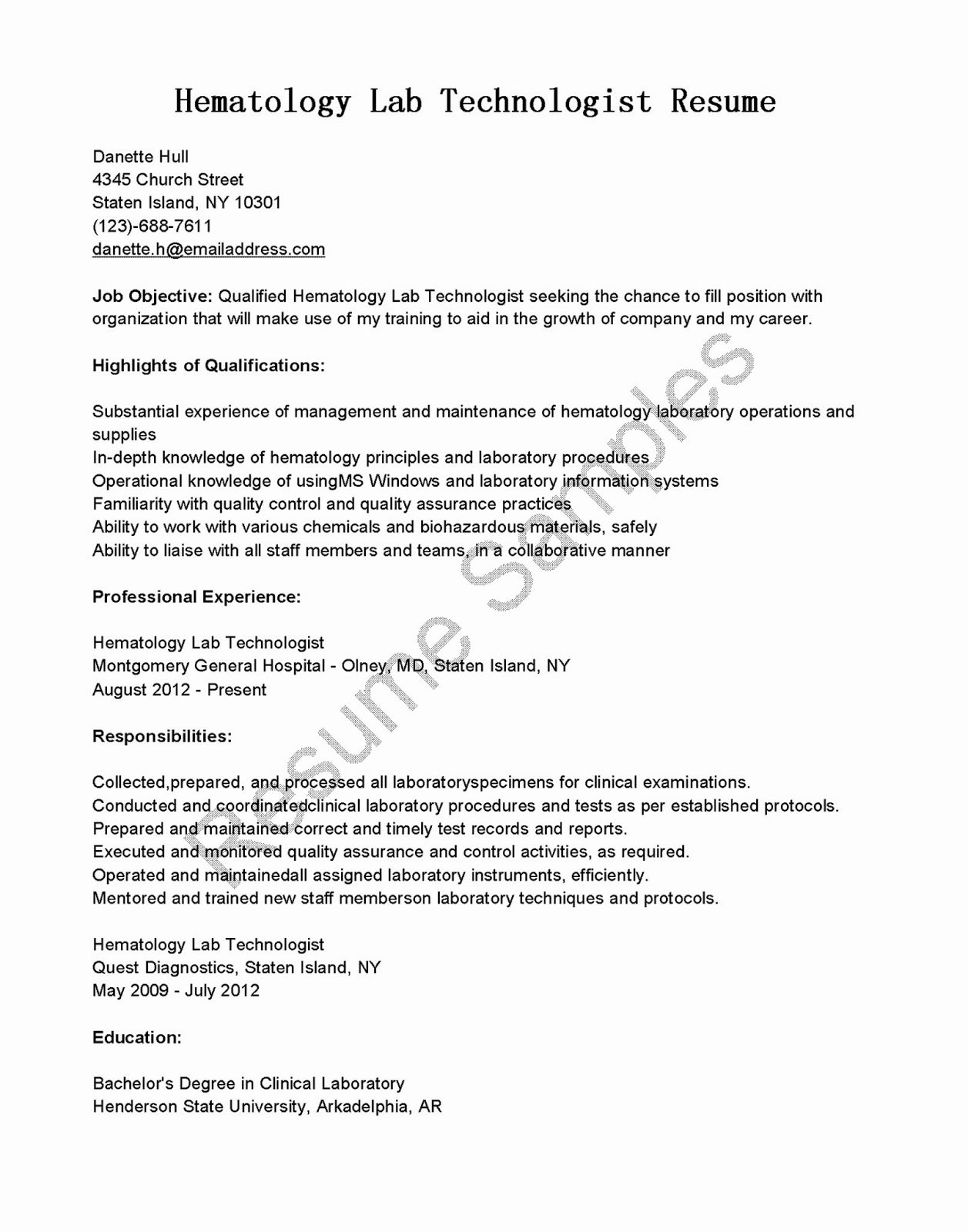 Laboratory Technician Resume Sample Lovely Resume Samples Hematology Lab Technologist Resume Sample