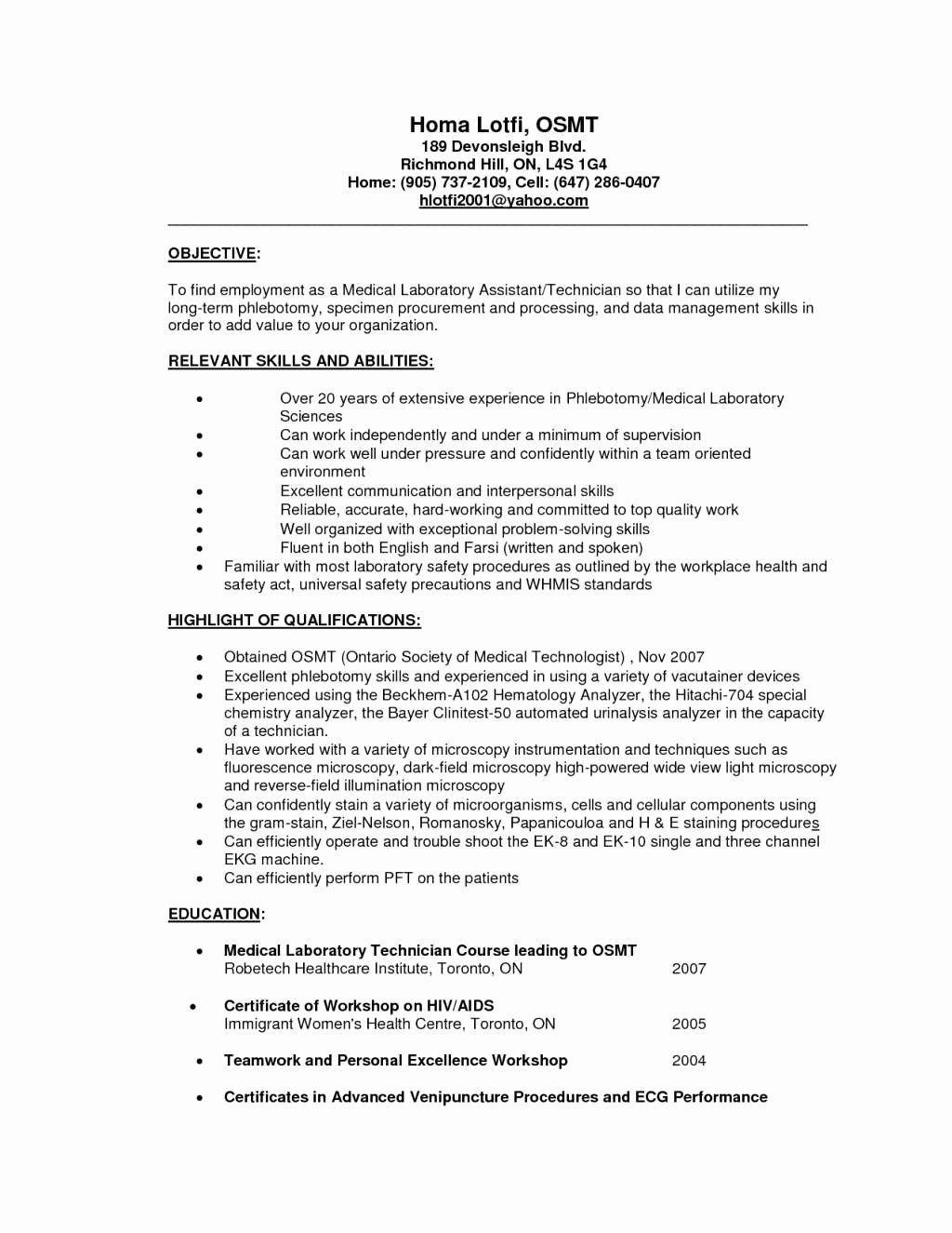 Laboratory Technician Resume Sample Luxury 26 Detail Lab Technician Resume Sample Gg E