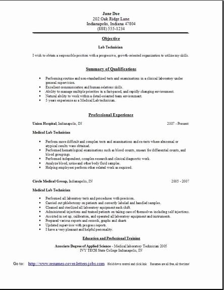 Laboratory Technician Resume Sample Unique Lab Technician Resume Occupational Examples Samples Free